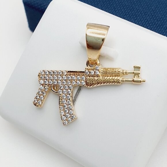 "14K Gold Plated Cubic Zircon Pendant, INUS1BR071 - Picture 2 of 10